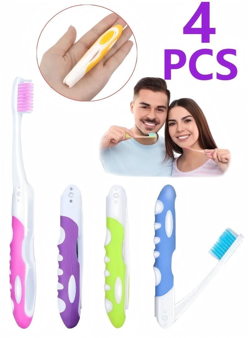4 Pack Foldable Travel Toothbrushes, Portable Toothbrush Kit, Collapsible Toothbrush with Charcoal Bristles, Soft Toothbrush for Camping Hiking Travel, Compact Oral Care Essentials for Men Women Kids - Image 1